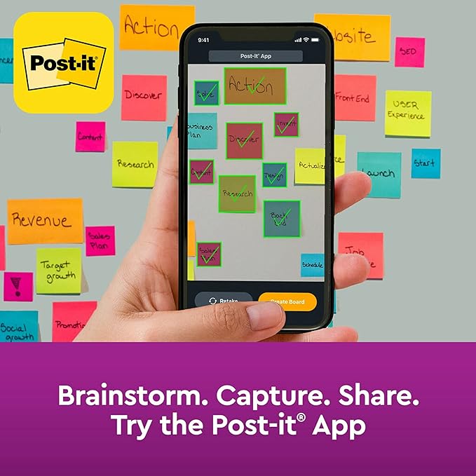 Post-it Super Sticky Dispenser Pop-up Notes, 10 Sticky Note Pads, 3 x 3 in., 2X The Sticking Power, New Year Organization or Second Semester School Supplies, Energy Boost Collection