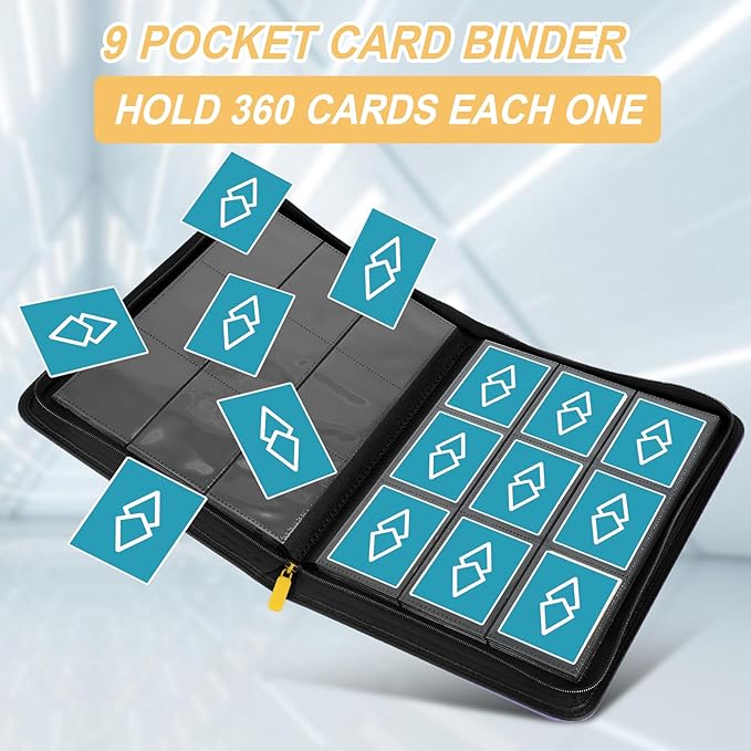 Trading Card Binder 9 Pocket, GERMUN PU Cover Card Binder for 360 Cards, Premium Trading Card Holder Folders, Double Sided Pocket Card Album for MTG, TCG (Orange)