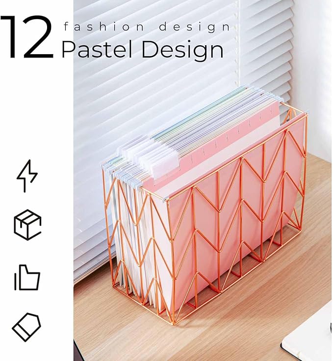 Y YOMA 48 Pack Colored Hanging File Folders Letter Size Decorative Hanging Folder Cute Pretty File Folder for Filing Cabinet Drawer Office Home with 1/5-Cut Adjustable Tabs, Soft Color