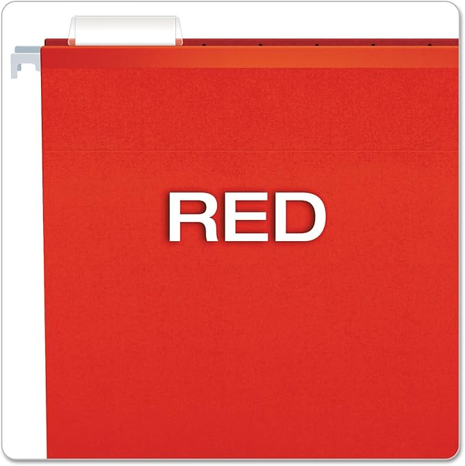 Pendaflex Reinforced Hanging File Folders, Letter Size, Red, 1/5 Cut, 25/BX (4152 1/5 RED)