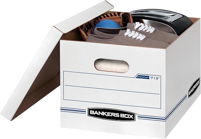 Bankers Box 20-Pack Basic Duty File Storage Boxes with Lids, Letter/Legal, STOR/FILE, (0071302)