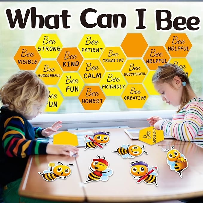 Bee Bulletin Board Decorations for Classroom Summer Bee Theme Inspirational Bulletin Board Borders Bee Hive Paper Cutouts for Back to School Classroom Chalkboard Wall Office Home Decor