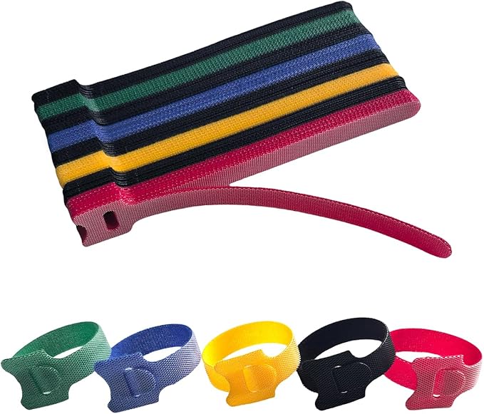6 Inches Multi-Colour Reusable Cable Ties Cord Straps Multi-Purpose Wire Ties Cord Wrap Hook and Loop Organizer Cable Management,Adjustable Cord Ties for Organizing Home,Office,Data Centers,56 PCS