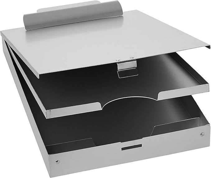 Amazon Basics Metal Storage Clipboard, Three-Tier, Office Supplies, Letter Size, Silver, 10-Pack