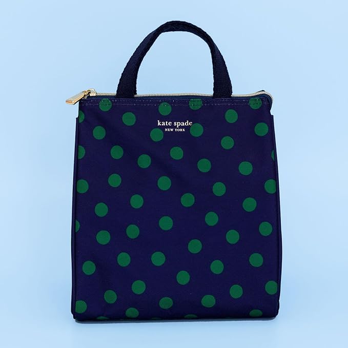 kate spade new york Portable Soft Cooler Lunch Bag, Thermal Tote with Insulated Interior Lining and Storage Pocket, Lunch Tote for Women, Sonnet Dot
