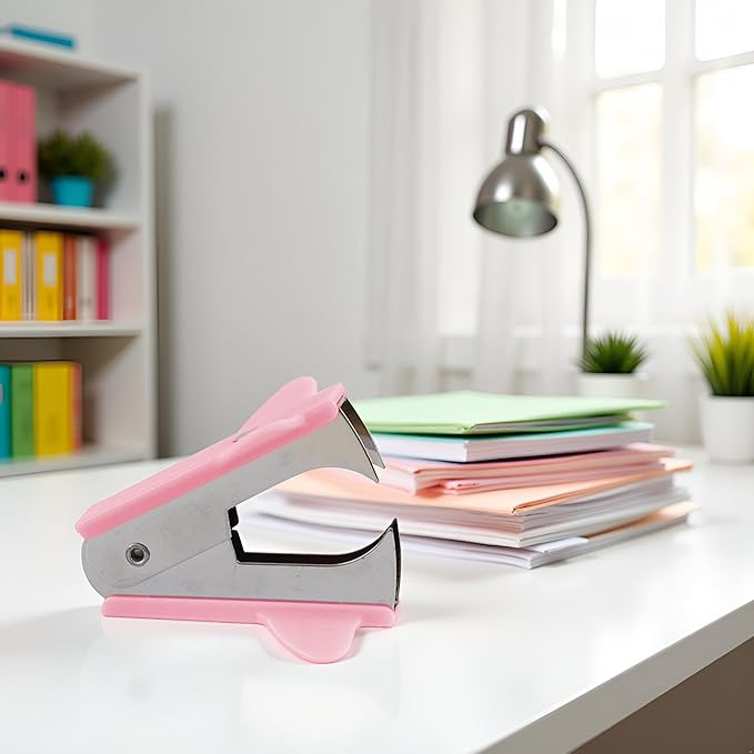 Pink Stapler Removal Tool, Stapler Removals Puller Tool, Wear-Resistant Remover Tool with Non-Slip Handle, Staple Puller Tool Supplies for Students, School, Home, Teachers Staple Removers