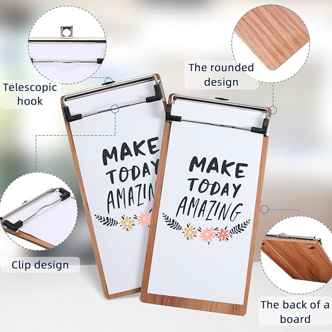 Epakh 40 Pcs Mini Clipboard Small Clipboards Wooden Half Page Clipboard Wood Check Presenters Kids Clipboards for Restaurant School Waitress Guest Server Books Menu Holder, 8 x 4 Inch