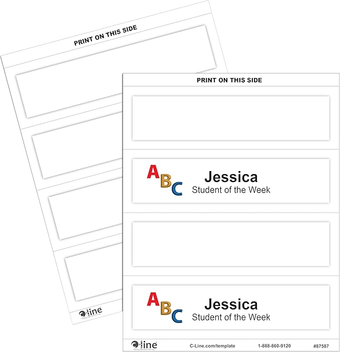 C-Line Medium Name Tent Cards, Inkjet/Laser Ready, Scored, Embossed White, 2.5 x 8.5 Inches Folded, 100-Count (87587)