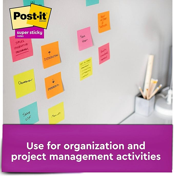 Post-it Super Sticky Dispenser Pop-up Notes, 10 Sticky Note Pads, 3 x 3 in., 2X The Sticking Power, New Year Organization or Second Semester School Supplies, Energy Boost Collection