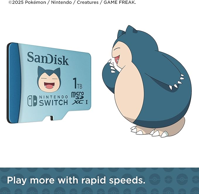 SanDisk 1TB microSDXC Card Licensed for Nintendo Switch, Pokémon Snorlax Edition, Made for Nintendo Switch, OLED, and Lite - SDSQXAO-1T00-GN6ZK,