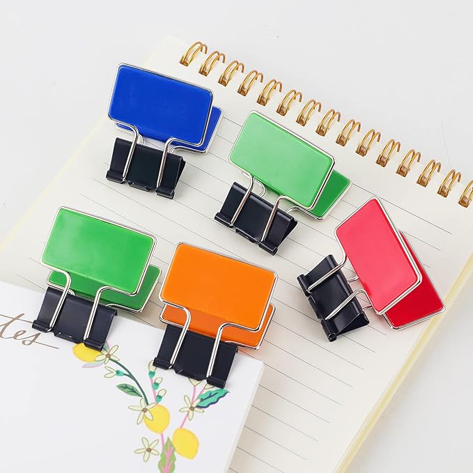 Retangle Medium Paper Clips，Binder Clips, Easy Grip, Assorted Color, Office Supplies，8 Pcs/Set