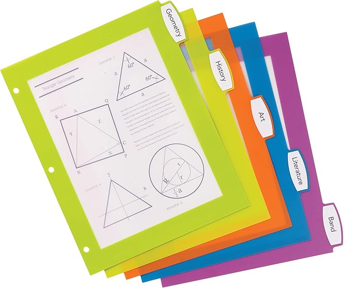 Avery Ultralast Big Tab Plastic Dividers for 3 Ring Binders, 5-Tab Set, Multicolor with White Labels, 1 Set (24900)