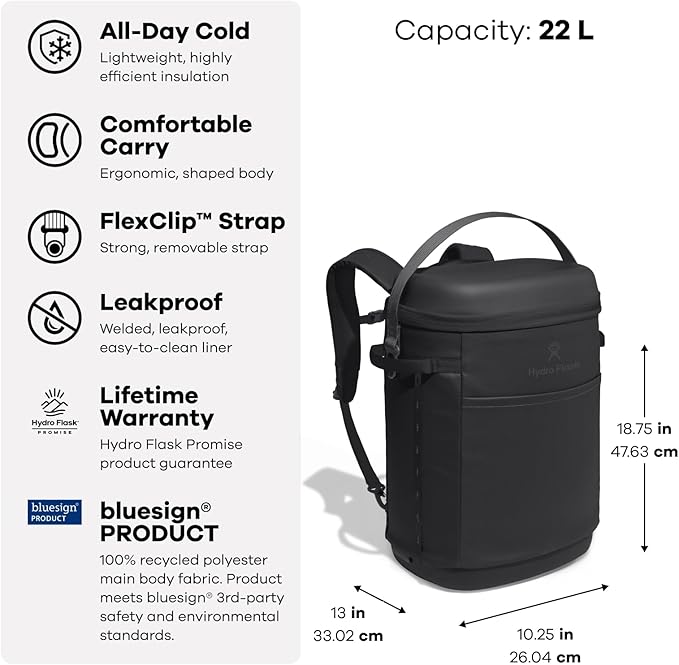Hydro Flask Carryout Cooler Backpack - Insulated Portable Soft Cooler - 20 L Capacity in Mermaid Green