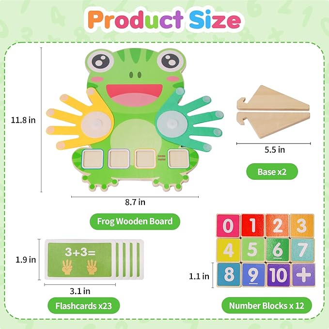 Preschool Learning Toys for Toddlers 3 4 5 Years, Finger Counting Number Blocks for Kids, Educational Math manipulatives Toys, Preschool Wood Homeschool Educational Math Toy for Boys Girls.