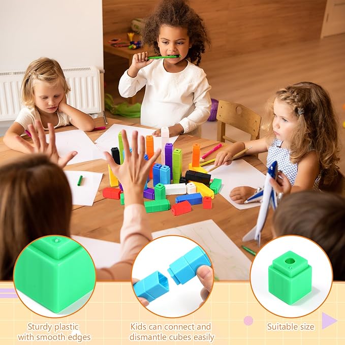 200 Pcs Light Blue Linking Cubes for Math Counting Cubes Manipulatives Plastic Counting Block Manipulative Classroom Learning Supplies for Educational Preschool Activities Boy Girl (Light Blue)