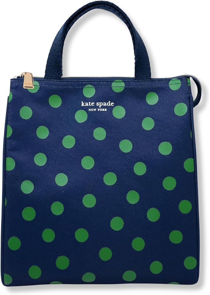 kate spade new york Portable Soft Cooler Lunch Bag, Thermal Tote with Insulated Interior Lining and Storage Pocket, Lunch Tote for Women, Sonnet Dot