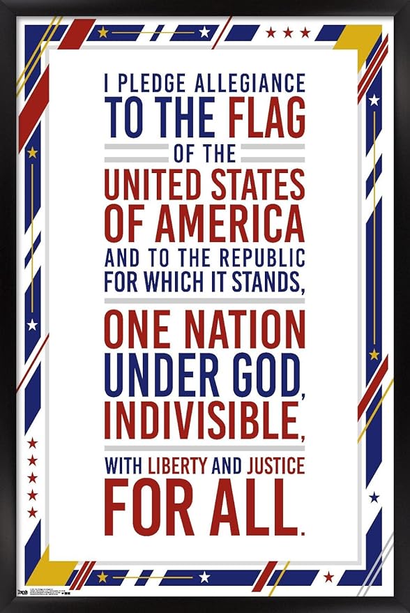 Trends International The United States Of America - Pledge Of Allegiance Wall Poster, 14.725" x 22.375", Black Framed Version