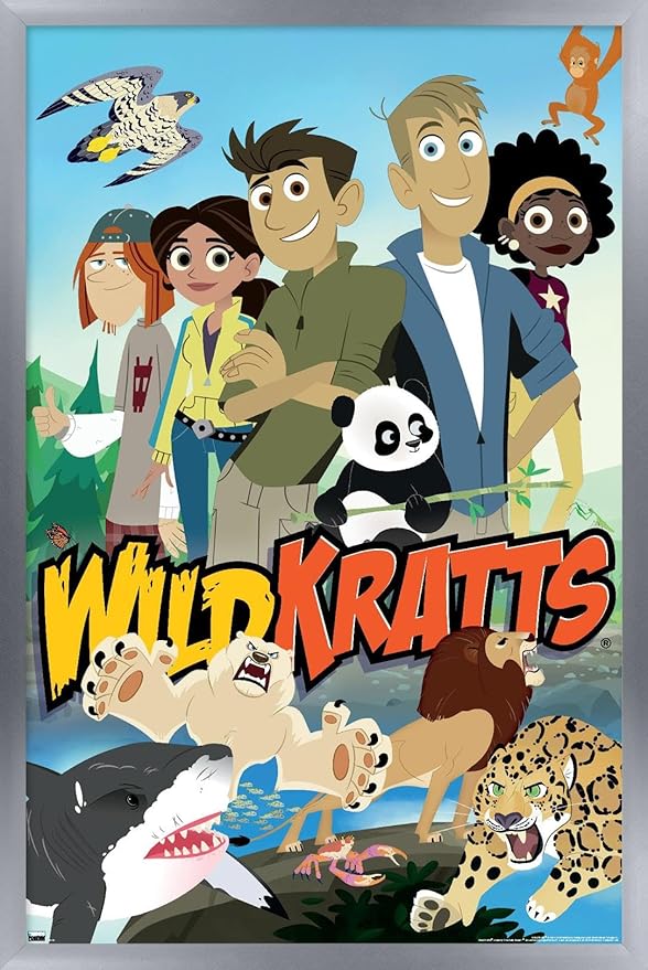 Wild Kratts - Group Wall Poster, 34L" x 22.4W", Silver Framed Version