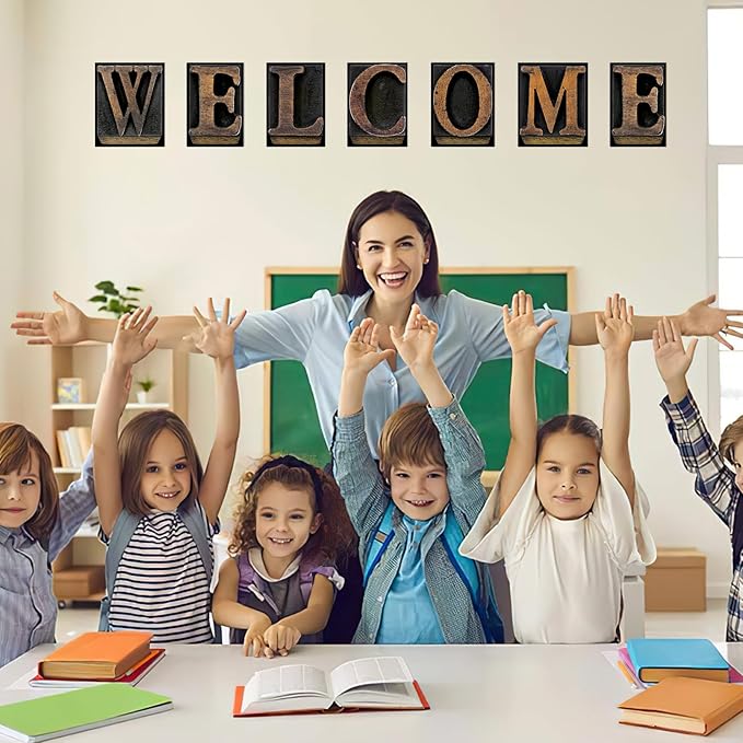 DUAIAI 13 Pieces Industrial Chic Bulletin Board Posters, Inspirational Quote Positive Affirmation Motivational Posters with Welcome Sign for School Decor Classroom Decorations