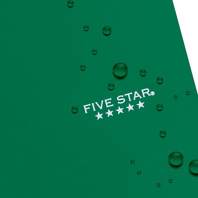 Five Star Spiral Notebook + Study App, 3 Subject, Wide Ruled Paper, 8" x 10-1/2", 150 Sheets, Fights Ink Bleed, Water Resistant Cover, Forest Green (73176)