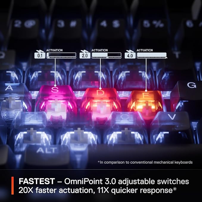 SteelSeries Apex Pro TKL Wireless Gen 3 OmniPoint 3.0 HyperMagnetic Switches — Adjustable Actuation — Rapid Trigger — Rapid Tap/SOCD — Dual Wireless — OLED (Renewed)