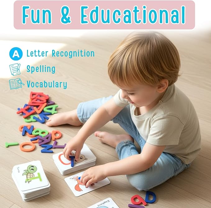 Alphabet Flash Cards for Kids Ages 3-8 – Number and Letter Flash Cards – Montessori Alphabet Puzzle & Matching Game – Letter Recognition for Kindergarten & Preschool Learning