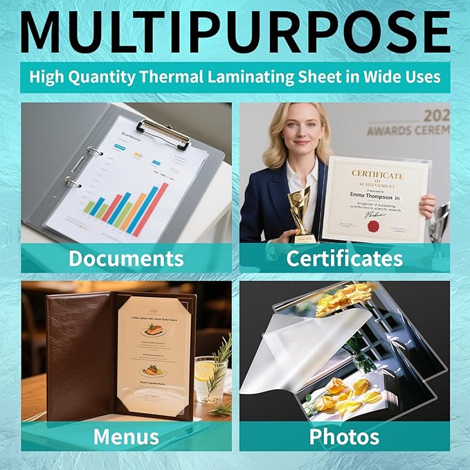 3 Mil Laminating Sheet 500 Pack, Clear 9 x 11.5 Inch Thermal Laminating Pouches for Thermal Laminator, Holds 8.5 x 11 Inch Letter Size Lamination Sheets, Water-Proof Laminating Paper