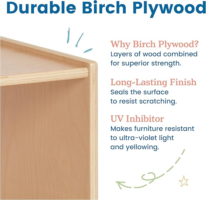 ECR4Kids 16-Section Coat Locker, Classroom Furniture, Natural