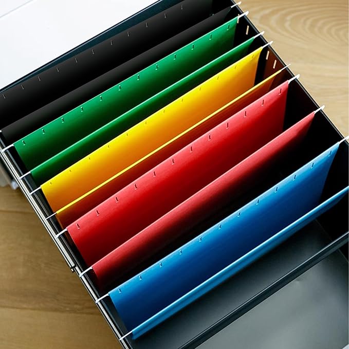 Hanging File Folders,25 Pack Letter Size Black Hanging File Folders with 1/5-Cut Tabs,11 Point Paper Stock,Bulk for Filing Cabinet