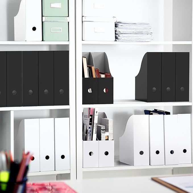 Simple Houseware 6-Pack Magazine File Holder Box, Foldable Cardboard Organizer, Black