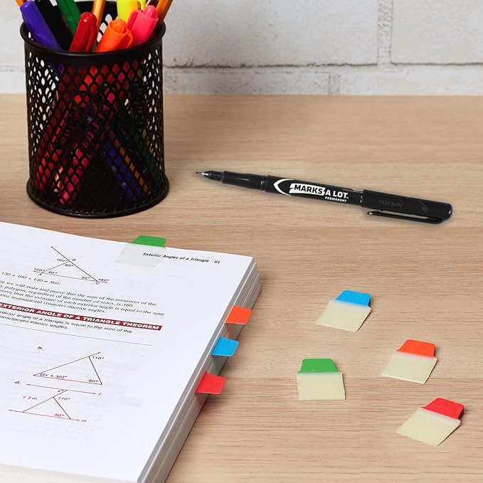 AVERY Mini Ultra Tabs, 1" x 1.5", 2-Side Writable, Assorted Primary Colors, 40 Repositionable Tabs (74760)