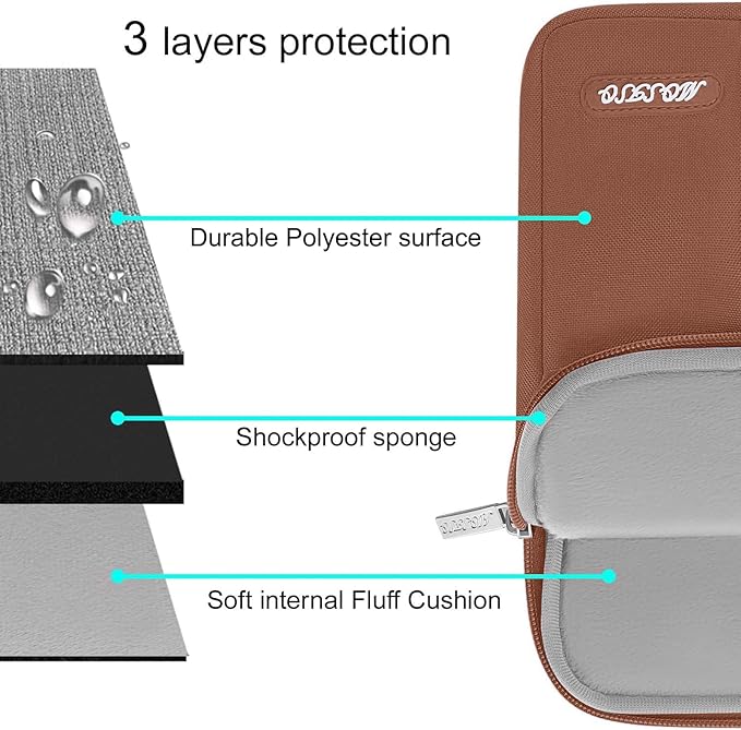 MOSISO Laptop Case 13.3 inch, 13-13.3 inch Laptop Sleeve Compatible with MacBook Air/Pro 13/Pro 14 M5 M4 M3 M2 M1, HP Dell ASUS Lenovo,Polyester Vertical Computer Sleeve Bag with Pocket, Caramel Brown