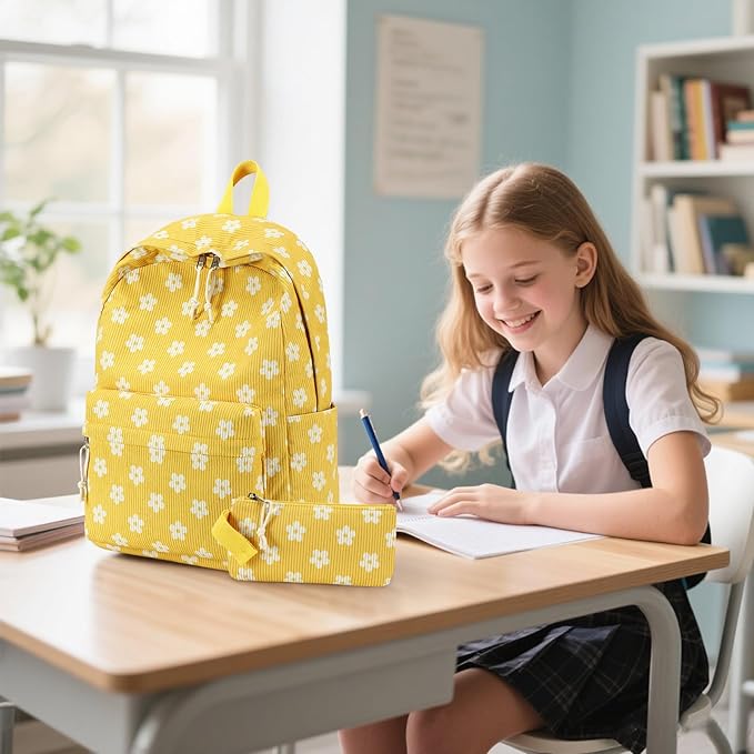 Bluboon School Backpack Set Girls Womens Laptop Bookbag Casual Daypack Fits 15 inch Laptop with Lunch Tote Bag and Pencil Bag