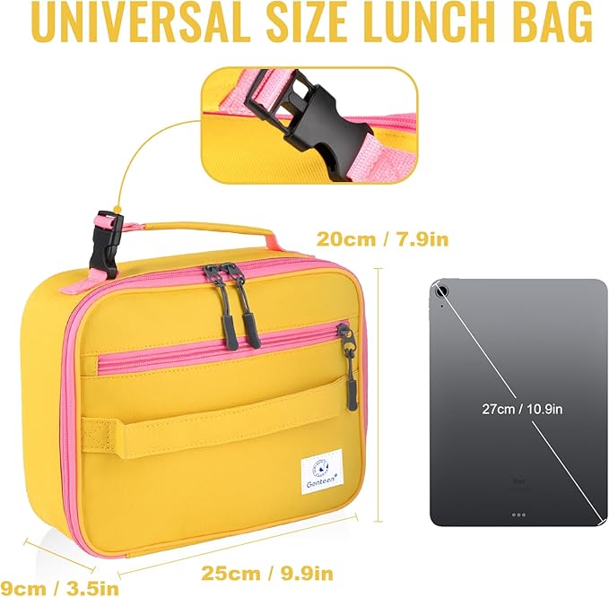 Genteen Lunch Box Lunch Bag for Kids Girls,Insulated Lunch Bag Women,Reusable Lunchbox for School,Work,Outdoor (Yellow)