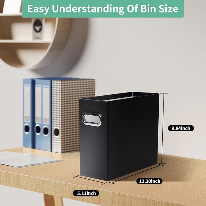 Collapsible File Organizer Box with Handle,12.20x5.11x9.84Inches, Filing Organizer for Home or Office, Small Portable File Box(3 Packs, Black)