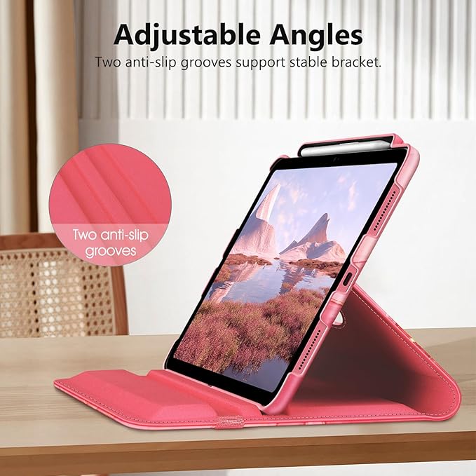 Fintie Rotating Case for iPad (A16) 11th Generation 11 Inch (2025), iPad 10th Generation 10.9 Inch (2022) - [Built-in Pencil Holder] 360 Degree Rotating Protective Stand Cover, Marble Pink