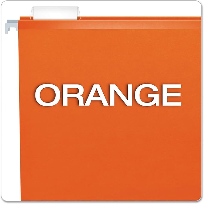 Pendaflex Reinforced Hanging File Folders, Letter Size, Orange, 1/5 Cut, 25/BX (4152 1/5 ORA)