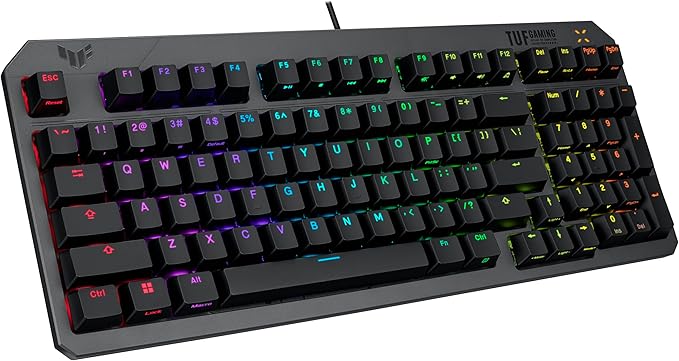 ASUS TUF Gaming K3 Gen II Wired USB Gaming Keyboard – 97-Key Compact Layout, Optical-Mechanical Blue (Clicky) Switches, PBT Keycaps, Detachable Top Plate, IP57 Waterproofing, PC/Mac Support - Black