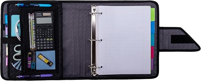 Case-It Open Tab Velcro Closure 2-Inch Binder, 5-Color Tabbed Expanding File, S-826-A Jet Black, 4 Pack
