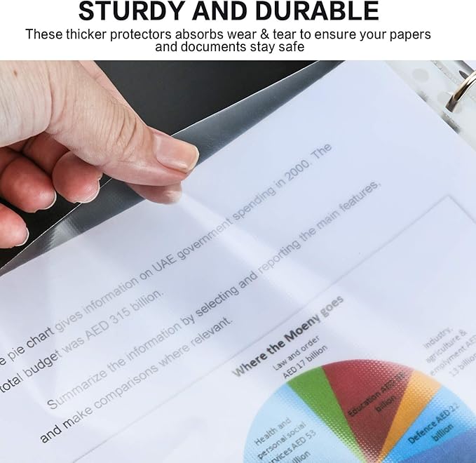 Sheet Protectors, PANDRI 400 Pack Clear Heavy Duty Plastic Page Protectors Sheet Reinforced 11-Hole Fit for 3 Ring Binder Fits Standard 8.5 x 11 Paper, 9.25 x 11.25 Top Loaded, Excluding Acid
