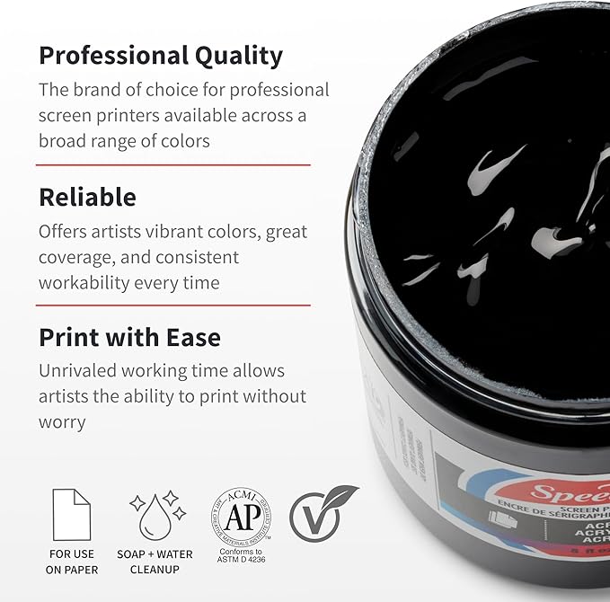 Speedball 4629 00 Acrylic Screen Printing Ink, 8 fl. oz., Silver (Pack of 12)