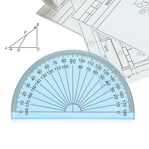 Coopay 6 Inch Math Geometry Tool Plastic Ruler Square Set Includes Straight Ruler, Triangles, Protractor for Student School Office Supplies (Blue)