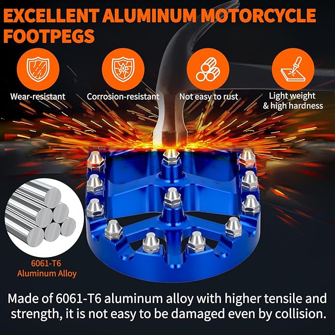 Nilight Motorcycle Foot Pegs Dirt Bike Footpegs Fit for Yamaha PW50 1981-2021 PW80 1983-2006 Y-ZINGER 1985-2001 TW200 1987-2021 CNC Foot Pegs for Motorcycles Heavy Duty Foot Rests Peg Pedal, Blue