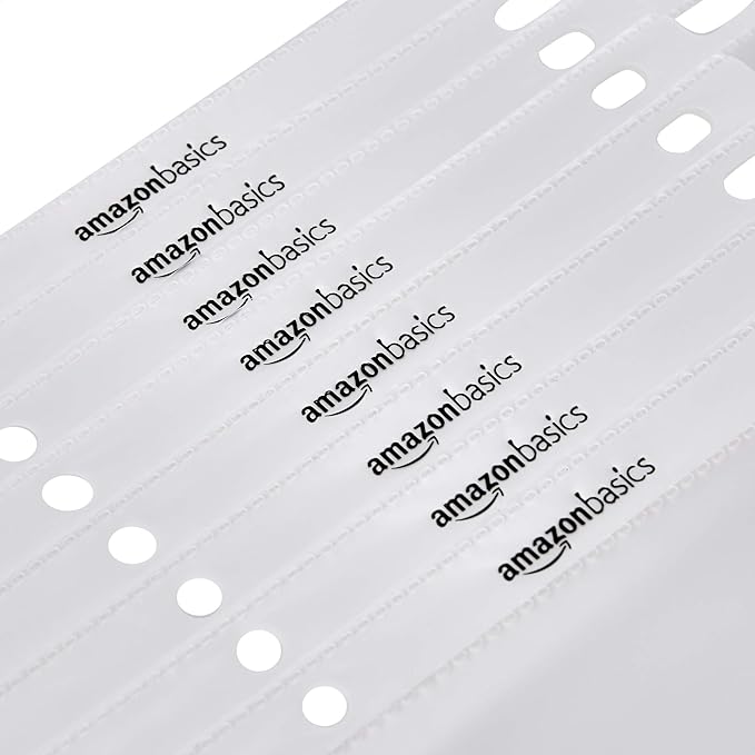 Amazon Basics Heavy Duty Non-Glare Sheet Protector for Documents, 3 Ring Binder, Top Loading, Letter Size 8.5 x 11 inch, Clear, 100-Pack