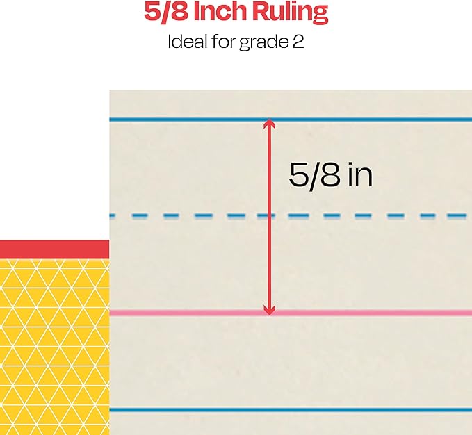 School Smart Zaner-Bloser Writing Paper, Handwriting Practice Lined Paper, Grade 2 Learning, 5/8 Inch Rule, 10-1/2 x 8 Inches, 500 Sheets