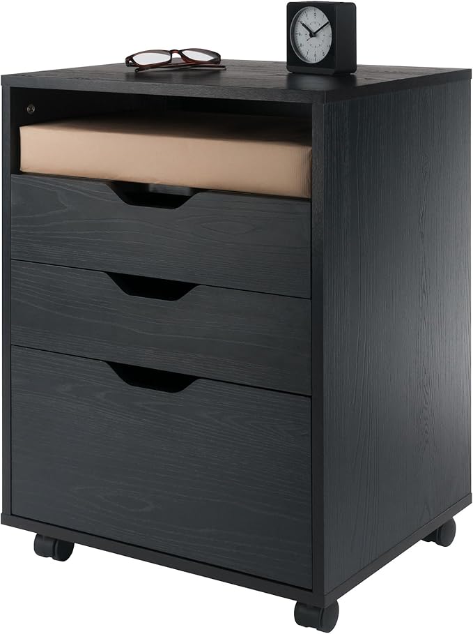 Winsome Halifax Bins & Drawers Mobile Storage Cabinet, for Home Office, Black