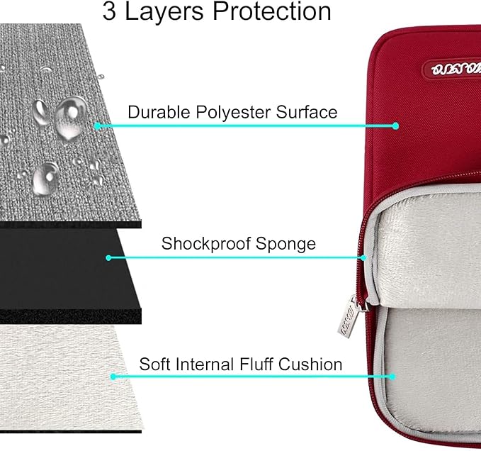 MOSISO Laptop Case 16 inch, 15-15.6 inch Laptop Sleeve Compatible with MacBook Pro 16 M4 M3 M2 M1, HP Acer Dell Lenovo ASUS Notebook, Polyester Vertical Computer Sleeve Bag with Pocket, Red