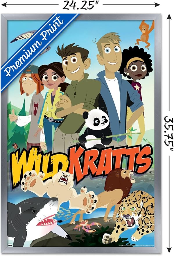 Wild Kratts - Group Wall Poster, 34L" x 22.4W", Silver Framed Version