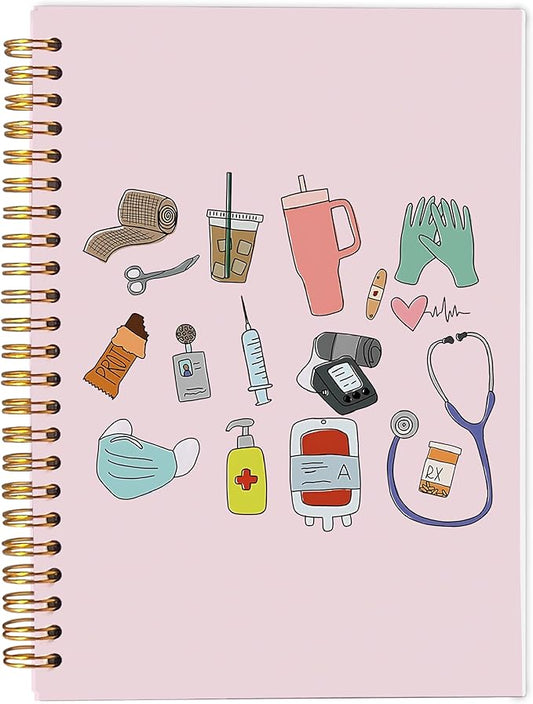 Ecezatik Pink Nurse Notebook Journal, Nurse Appreciation Gifts for Women, Nursing Medical Graduation Gifts, Nursing Aesthetic Spiral Notebook 5.5x8.3 Inch