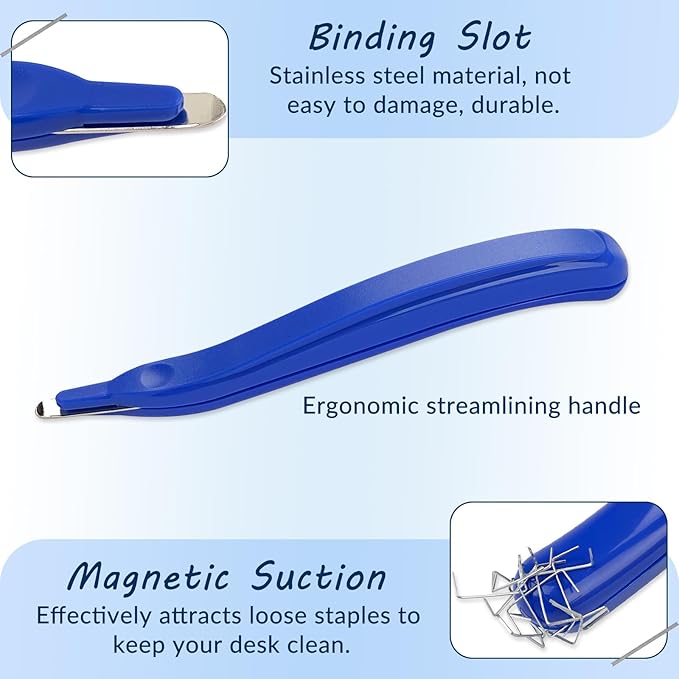 Professional Magnetic Staple Puller Remover, Stapler Remover Tool Staple Remover Stick for Classroom, Office and Home, Blue